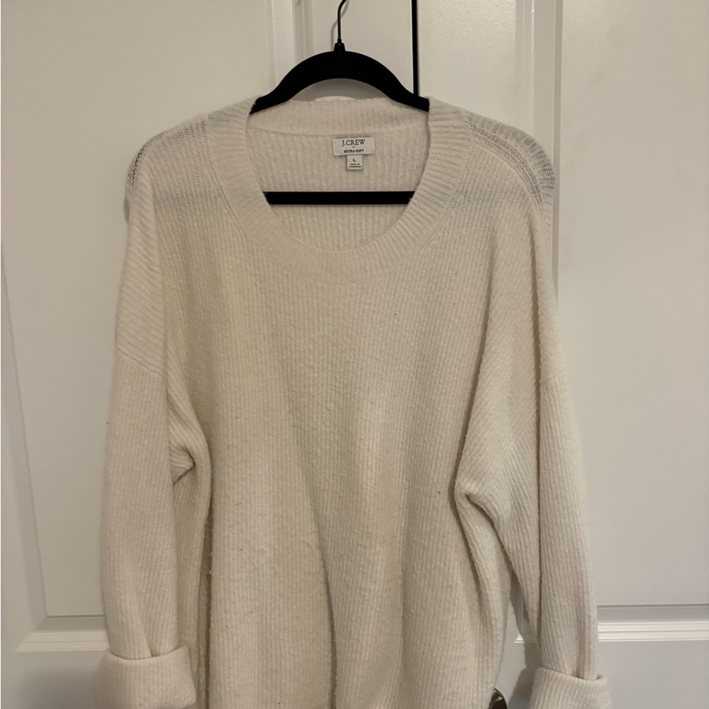 J. Crew Cream Ribbed Crewneck Sweater
